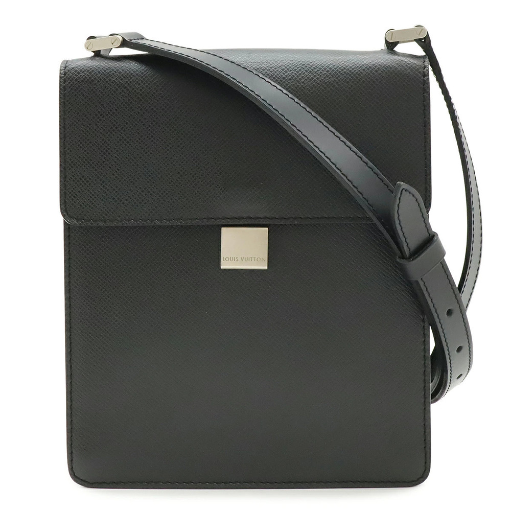 LOUIS VUITTON Taiga Pochette Kurgan Crossbody Bag Leather Ardoise Black